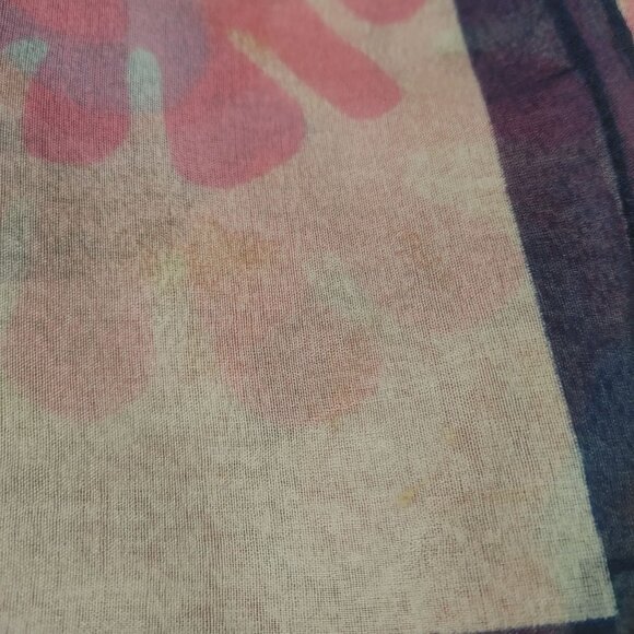 Vintage Italian Floral Polyester Scarf Bold Pink Blue Design 27 by 27 Inches - Picture 7 of 11